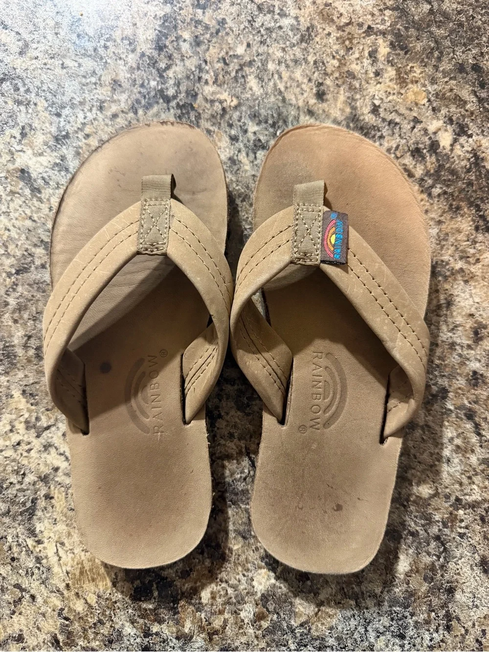 Rainbow Kids Tan Suede Flip Flops with Padded Straps